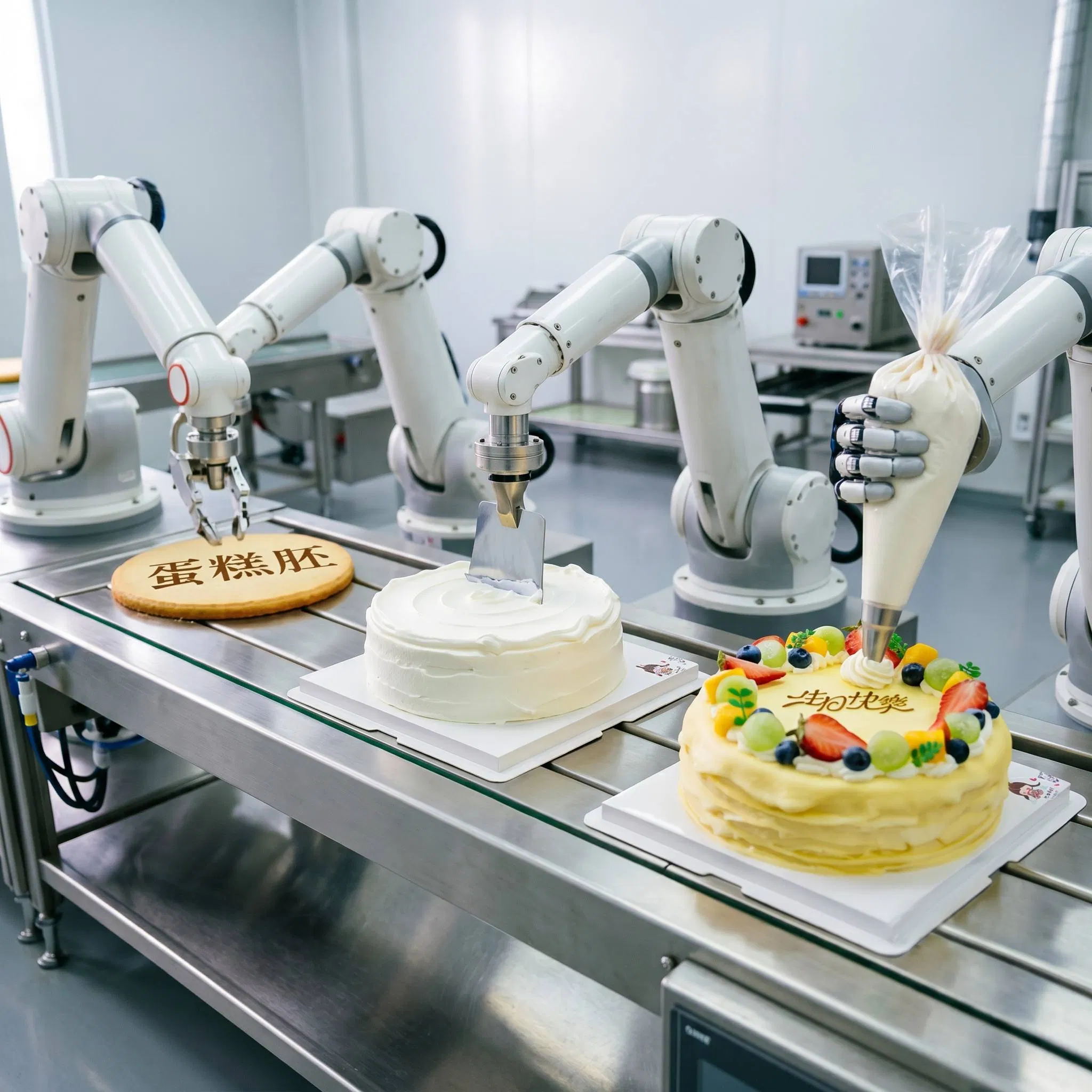 Advanced Automatic Cake Production Line with Electric Robot Arm