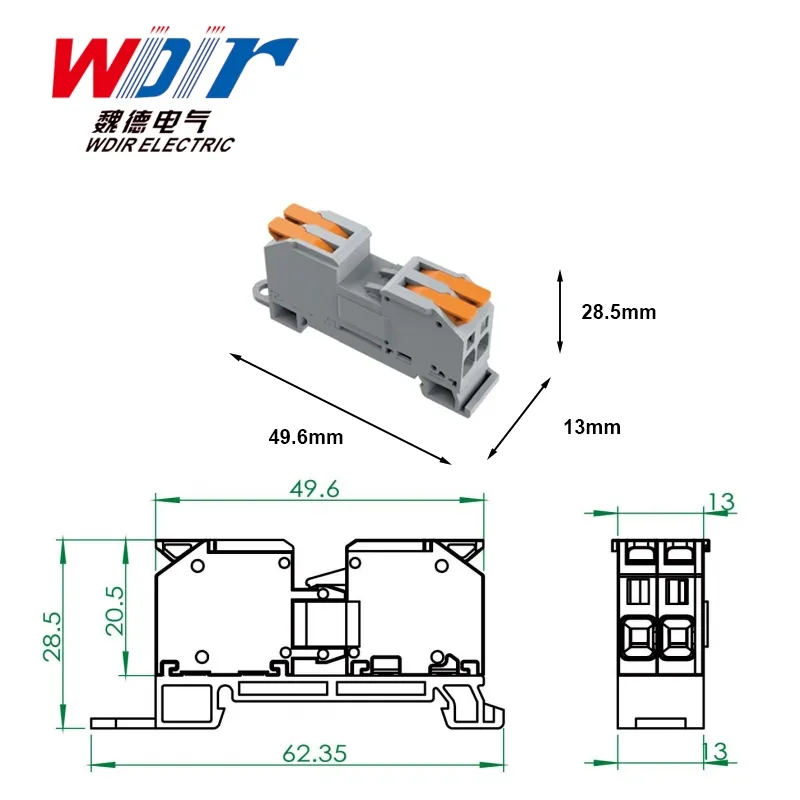 موصل سلكي مثبت على سكة مع صندوق تخزين الطاقة Lt-4ffd 450V 32A