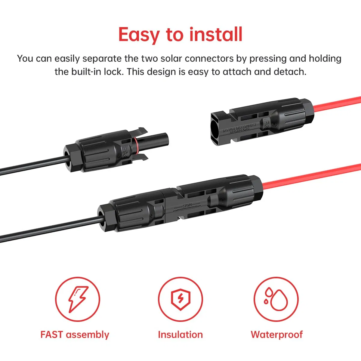 10AWG 2 موصل دائري صناعي لتوصيل الطاقة إلى محول الطاقة الشمسية لمنافذ الطاقة الشمسية في سيارات الريف وحقيبة الألواح الشمسية