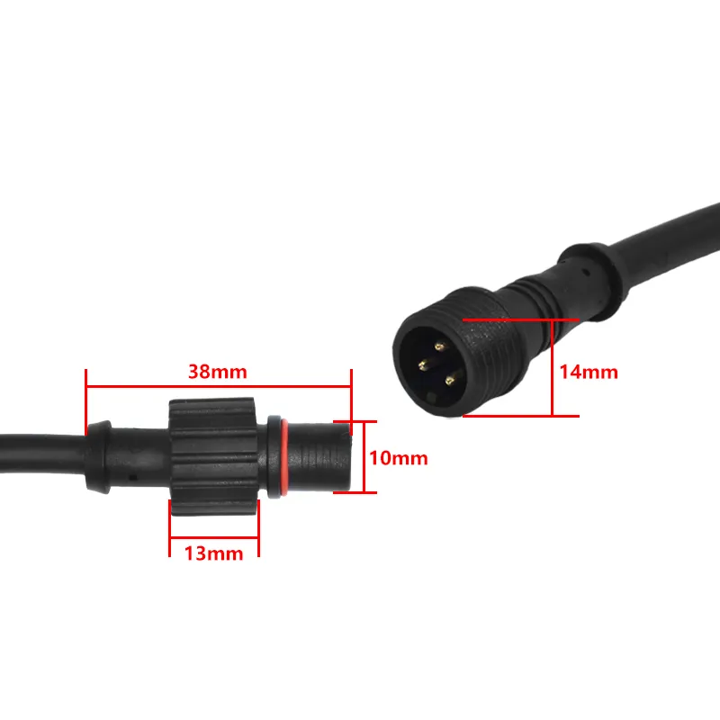 سلك طاقة LED مقاوم للماء صغير 12V سلك مصباح شمسي M12-2core قابس ذكر وأنثى موصلات مصباح شمسي