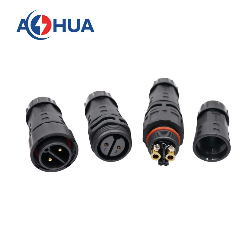 IP68 موصل كهربائي مقاوم للماء للطاقة الشمسية 2 3 دبوس 300V 250V تجميع موصل ذكر وأنثى مع برغي موصل سلك إلى سلك لإنارة الشوارع بالطاقة الشمسية
