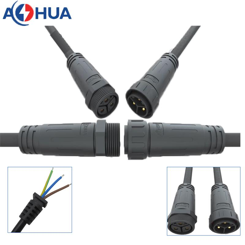 موصل خيط مقاوم للماء IP68 2 3 4 دبوس M29 كهربائي ذكر أنثى موصل كابل تمديد طاقة لمصباح ضوء شمسية