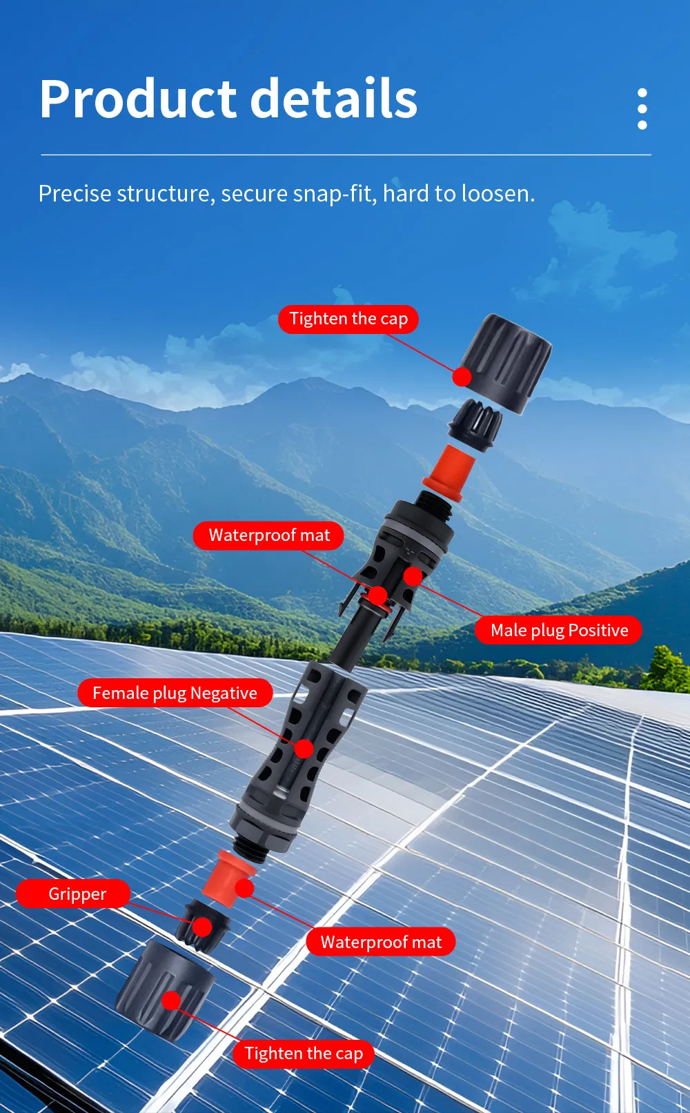 مجموعتان من موصلات الطاقة الشمسية 1500V 45A PV IP67