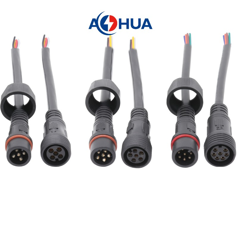 موصل كابل الألواح الشمسية Aohua إلى بطارية ليثيوم M19 4pin قابس كابل بلاستيكي دائري مقاوم للماء للذكور والإناث بتجميع مقاوم للماء IP