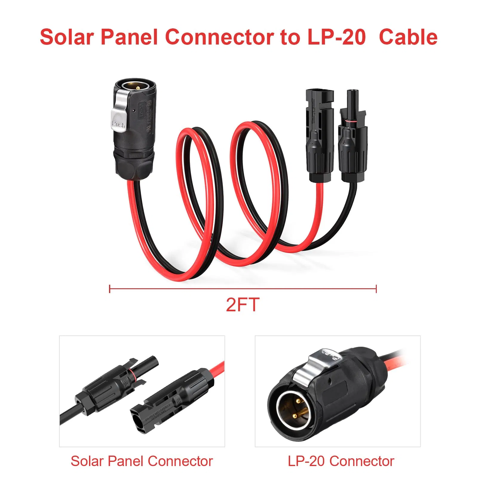 10AWG 2 موصل دائري صناعي لتوصيل الطاقة إلى محول الطاقة الشمسية لمنافذ الطاقة الشمسية في سيارات الريف وحقيبة الألواح الشمسية