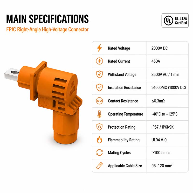 Professional Manufacturer Waterproof Battery Connection Solution with 450A Current Rating for Solar Energy Storage System 450A Energy Storage Connector