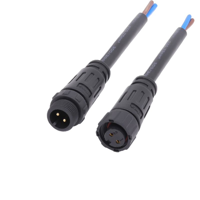 IP67 موصل سلكي ذكر وأنثى مقاوم للماء 8A 300V موصل كابل الطاقة M12 موصل كابل ضوء الحديقة الشمسي 2 وصلة سلكية لنظام الطاقة الشمسية