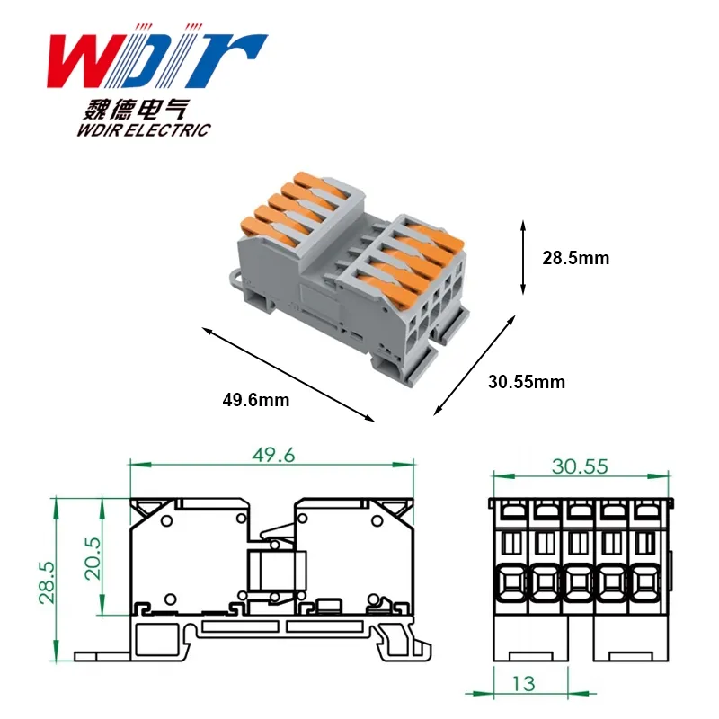 موصل سلكي مثبت على سكة مع صندوق تخزين الطاقة Lt-4ffd 450V 32A