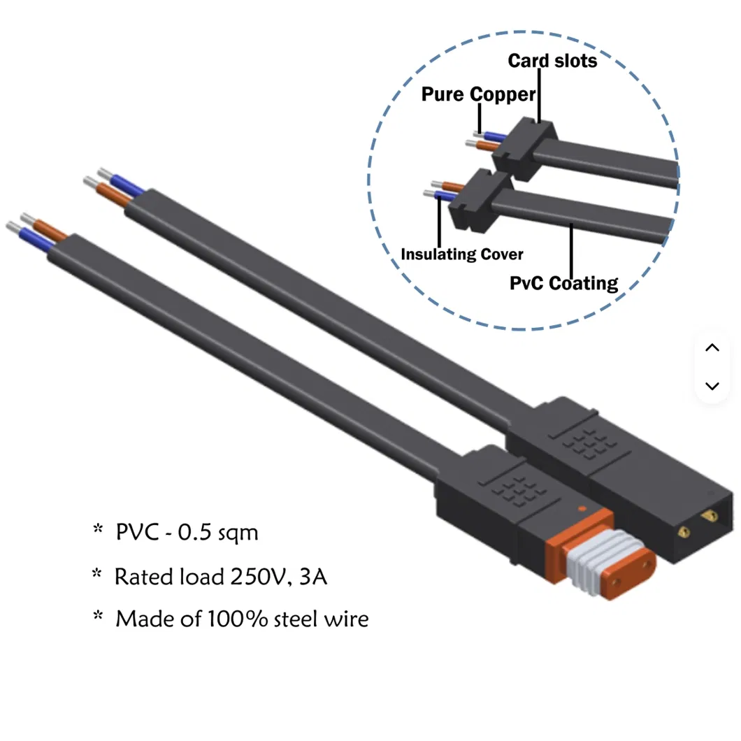2-Pin سلك الطاقة IP67 موصل مقاوم للماء مع موصل مسطح رمادي، مناسب لأضواء النباتات والألواح الشمسية الفوتوفولطية