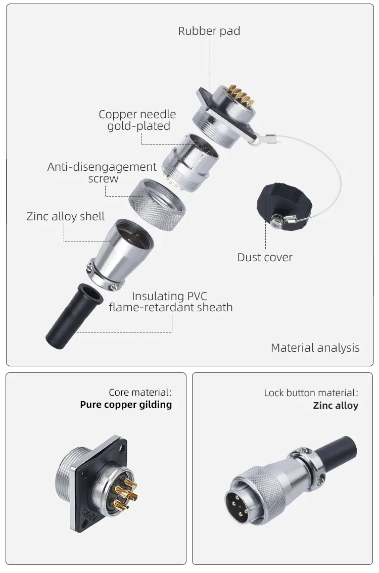 Ws20 Aviation Plug 25A Electrical Adapter OEM/ODM Waterproof Industry Solar Power System Wire Connector