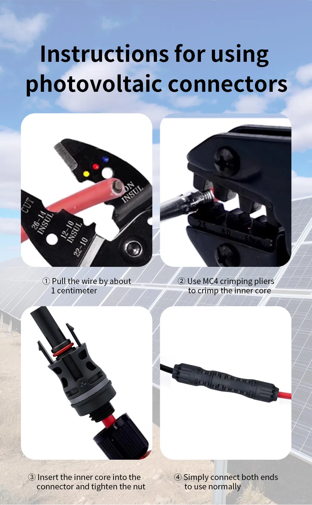 مجموعتان من موصلات الطاقة الشمسية 1500V 45A PV IP67