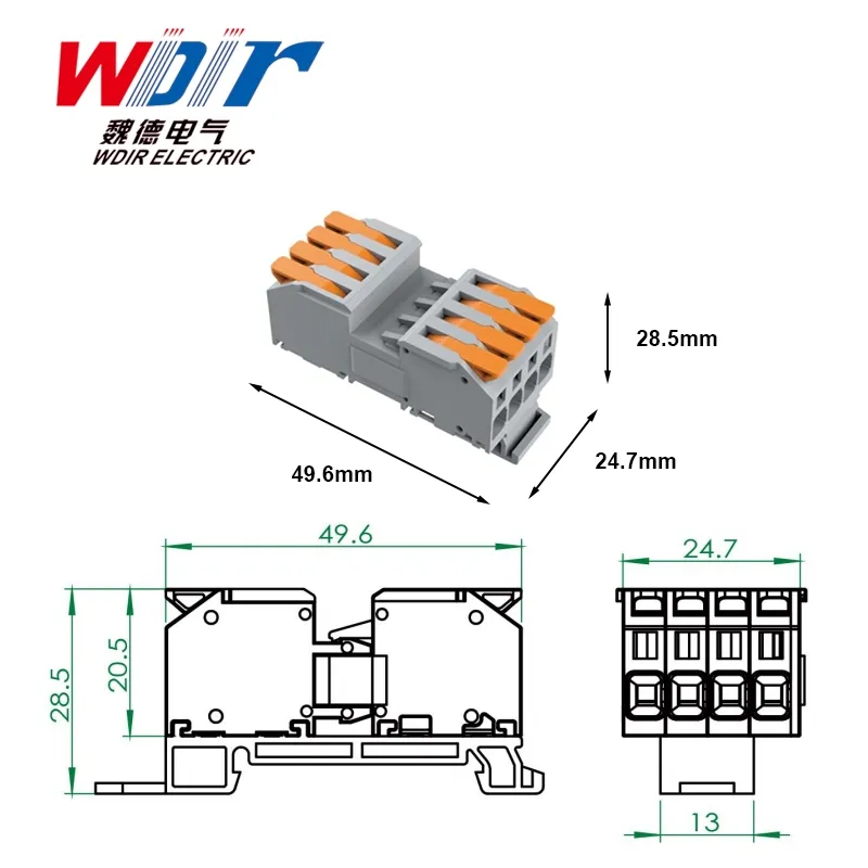 موصل سلكي مثبت على سكة مع صندوق تخزين الطاقة Lt-4ffd 450V 32A