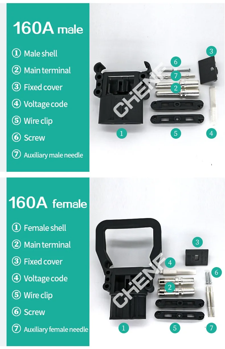 موصل طاقة رافعة شوكية مزدوج القطب 40A, 50A, 120A, 175A, 350A موصل بطارية الطاقة الشمسية UPS للسيارات