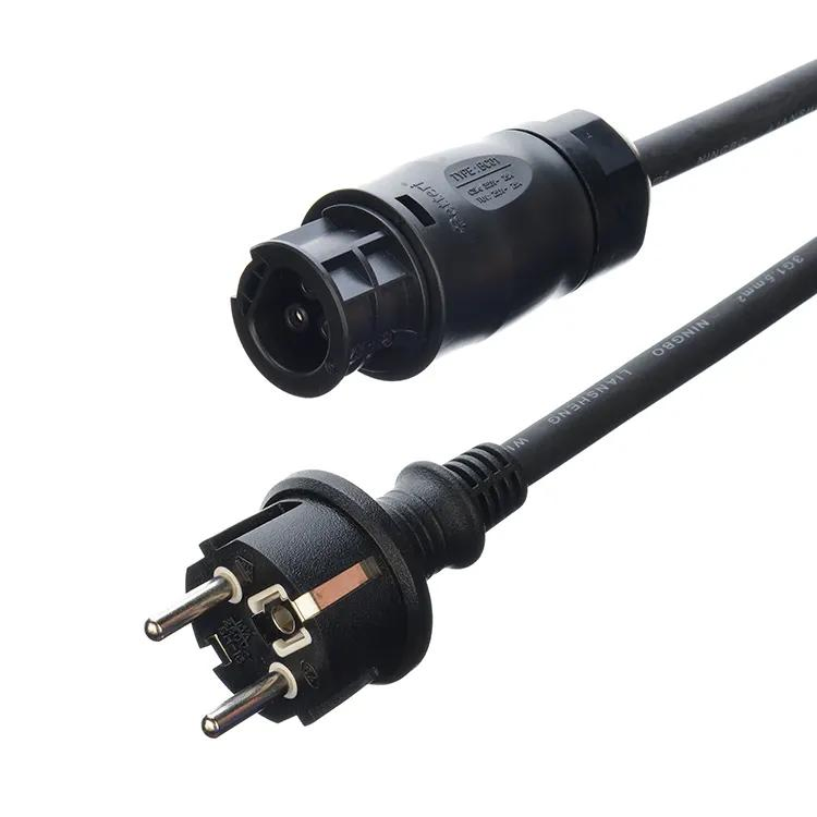 سلك طاقة متناوبة مطاطي H07rn-F قابس شكو IP44 مع موصل بيترى Bc01 IP68 لعاكس الألواح الشمسية