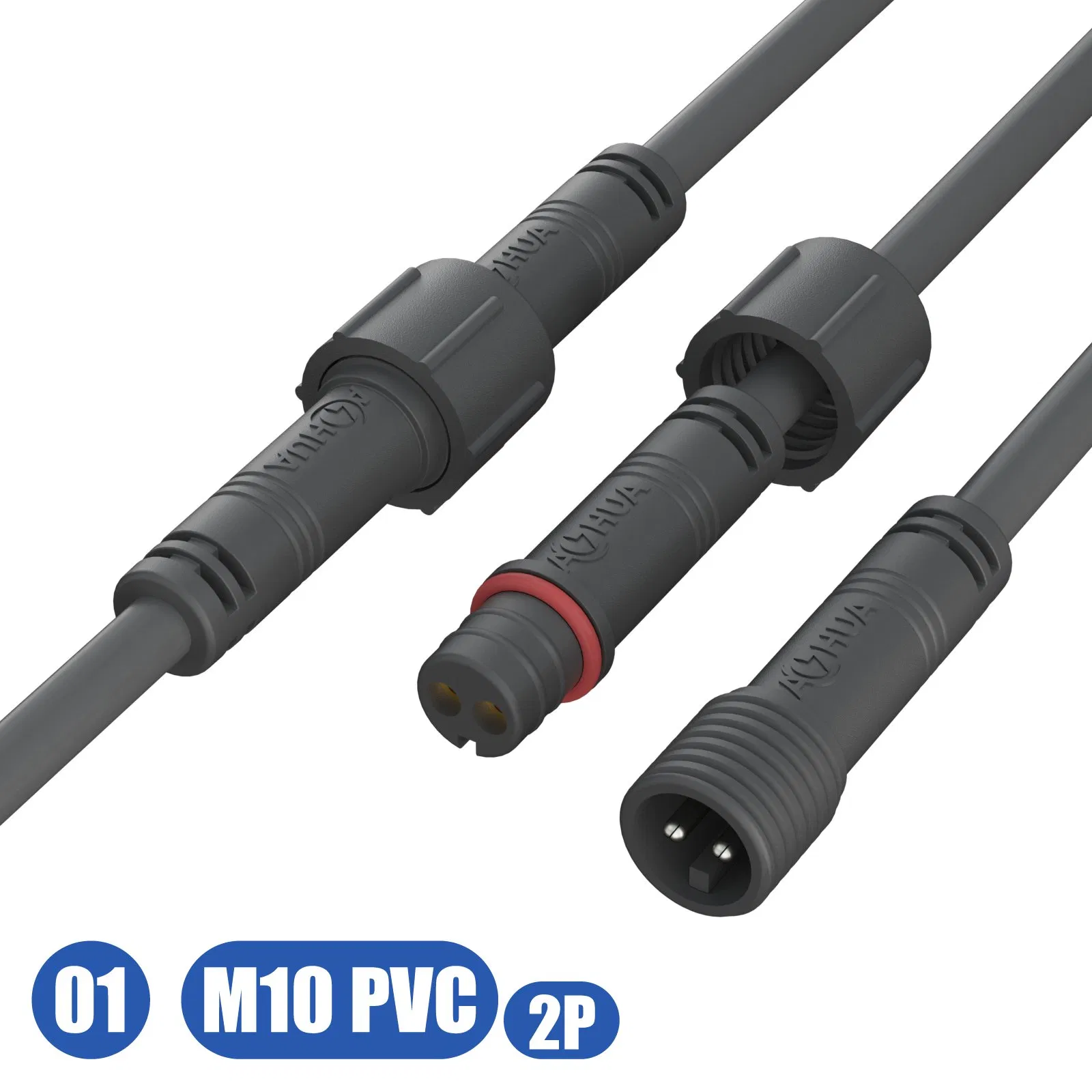 وحدة تحكم تيار مستمر ثابت لمصابيح الشوارع الشمسية المخصصة M10 موصل PVC 2pin قابس ذكر وأنثى مصبوب مع 20/22/24AWG كابل IP65 لمشاريع الإضاءة