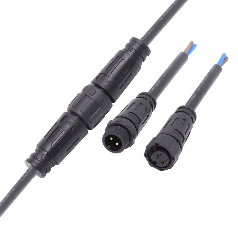 IP67 موصل سلكي ذكر وأنثى مقاوم للماء 8A 300V موصل كابل الطاقة M12 موصل كابل ضوء الحديقة الشمسي 2 وصلة سلكية لنظام الطاقة الشمسية