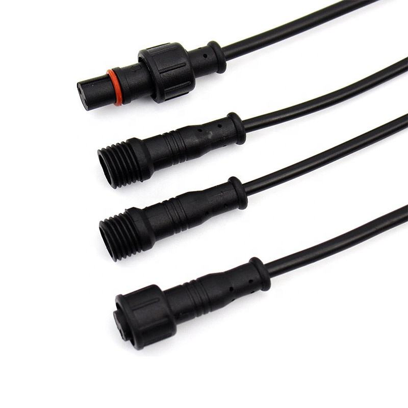 سلك طاقة LED مقاوم للماء صغير 12V سلك مصباح شمسي M12-2core قابس ذكر وأنثى موصلات مصباح شمسي