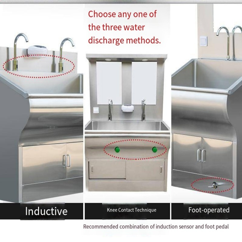 304 Stainless Steel Sink, Double-Door Cabinet Body, Sink Cabinet Hospital Surgical Scrub Sink