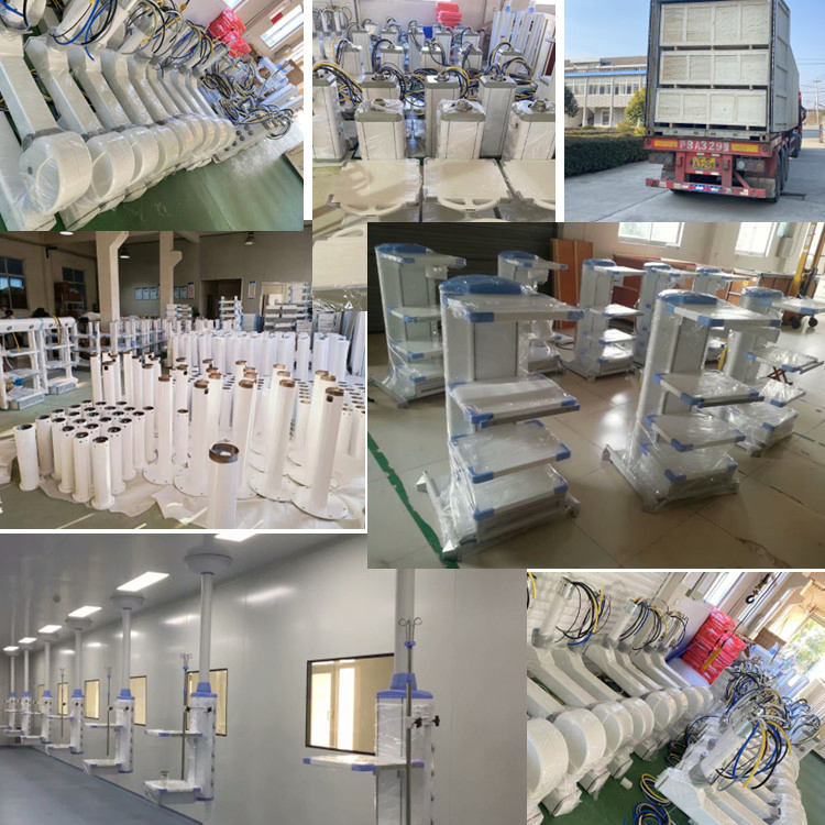 Single Arm Medical Pendant for ICU Electric Ceiling Operating Endoscope with Surgical Features Oxygen Bridge