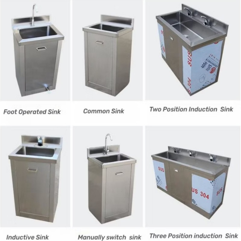 304 Stainless Steel Sink, Double-Door Cabinet Body, Sink Cabinet Hospital Surgical Scrub Sink