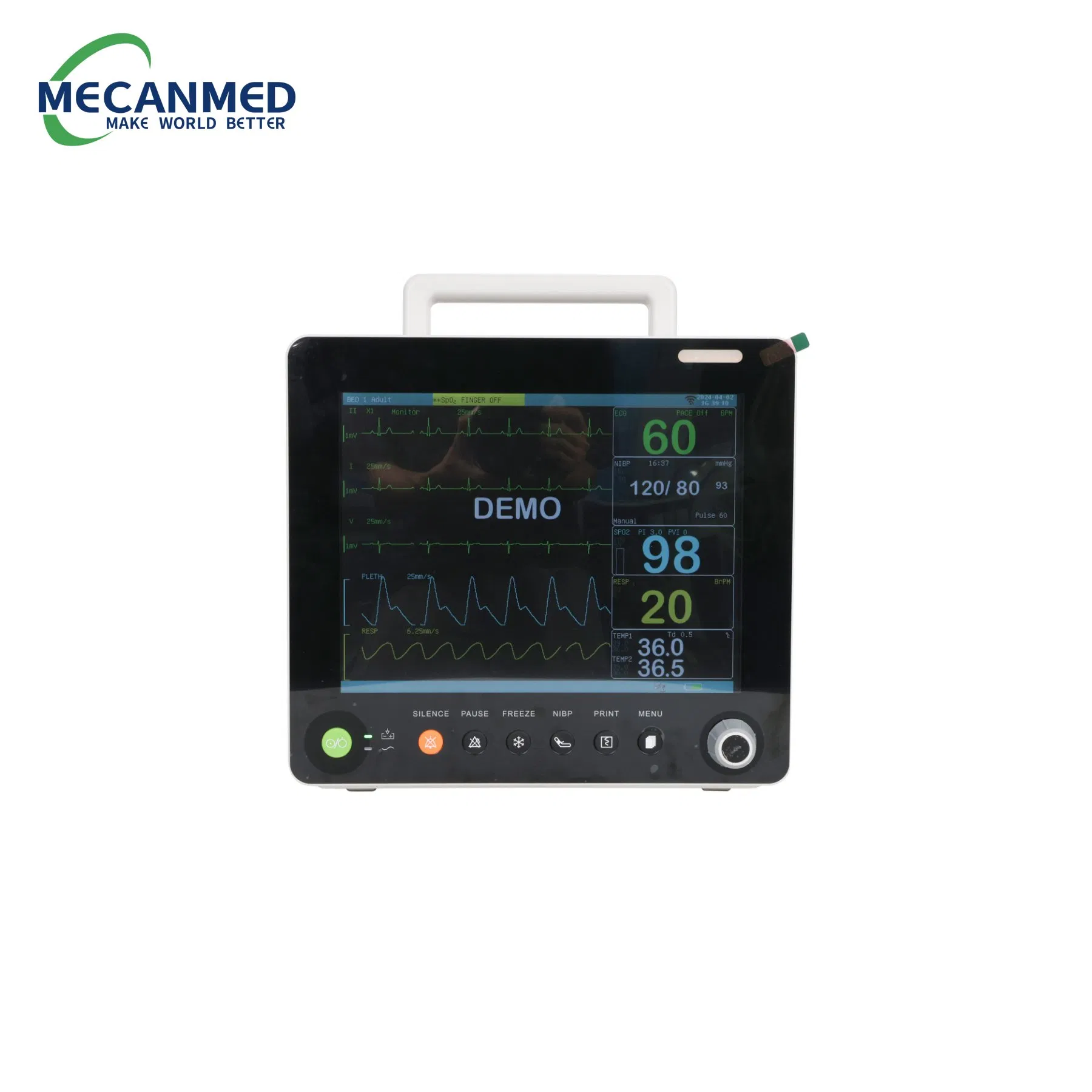 Guangzhou Mecan Meidcal Hospital Ambulance Instrument Veterinary ICU Monitor Etco2 12.1inch Patient Monitor