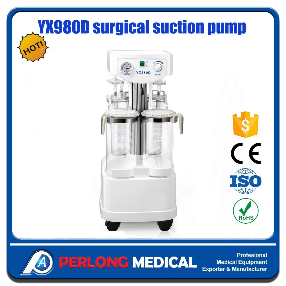Suction Pump; Yx980d; 4L Mobile Surgical Suction Pump; High Quality Surgical Pump with Ce