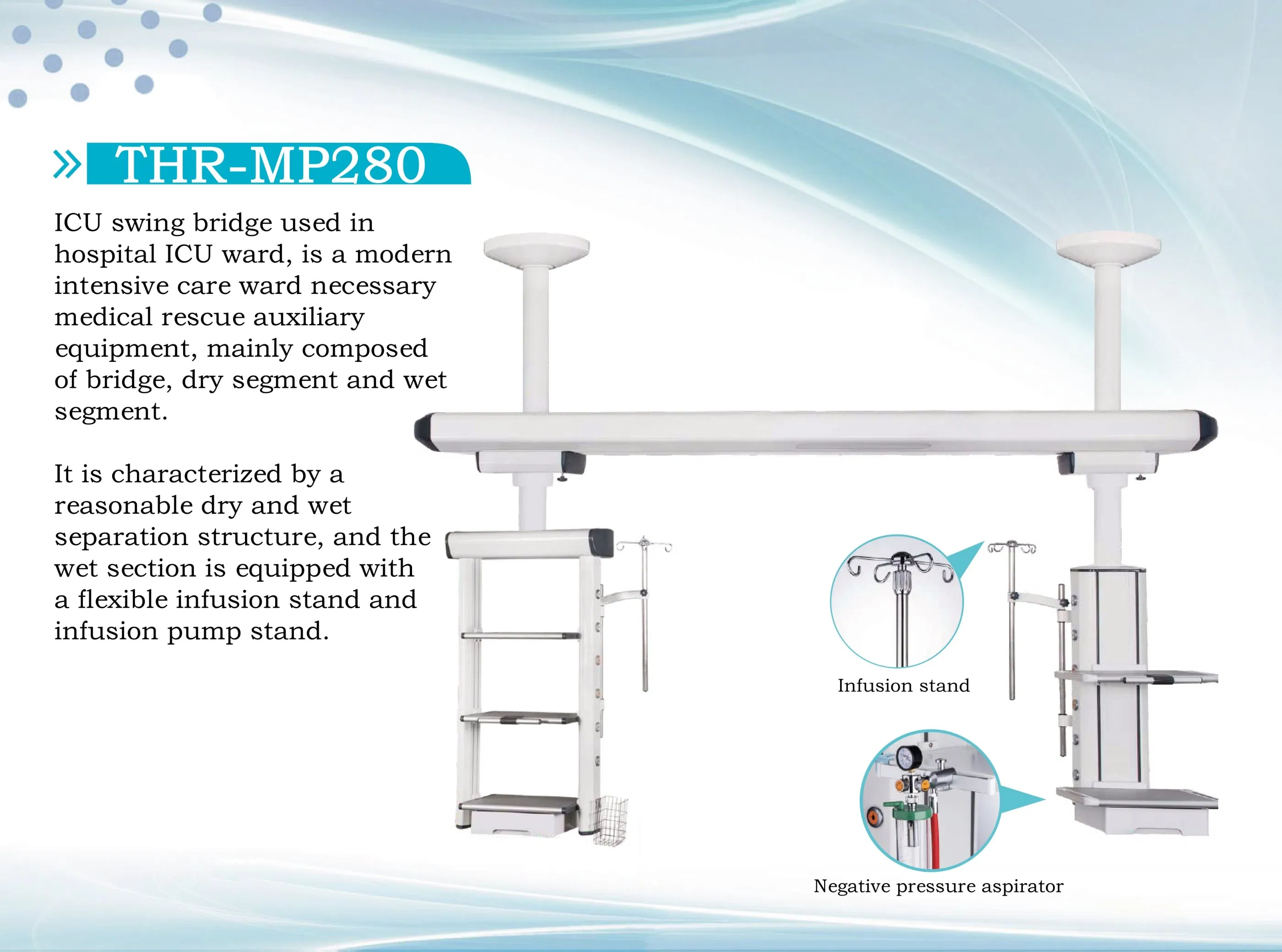 Hospital Gas Supply ICU Ceiling Surgeon Pendant Suspension Luxury Bridge Anesthesia Pendant