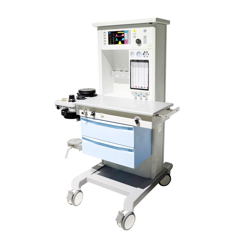 2-Device ICU Anesthesia Workstation Emergency Clinics Apparatus with Patient Monitor Stand