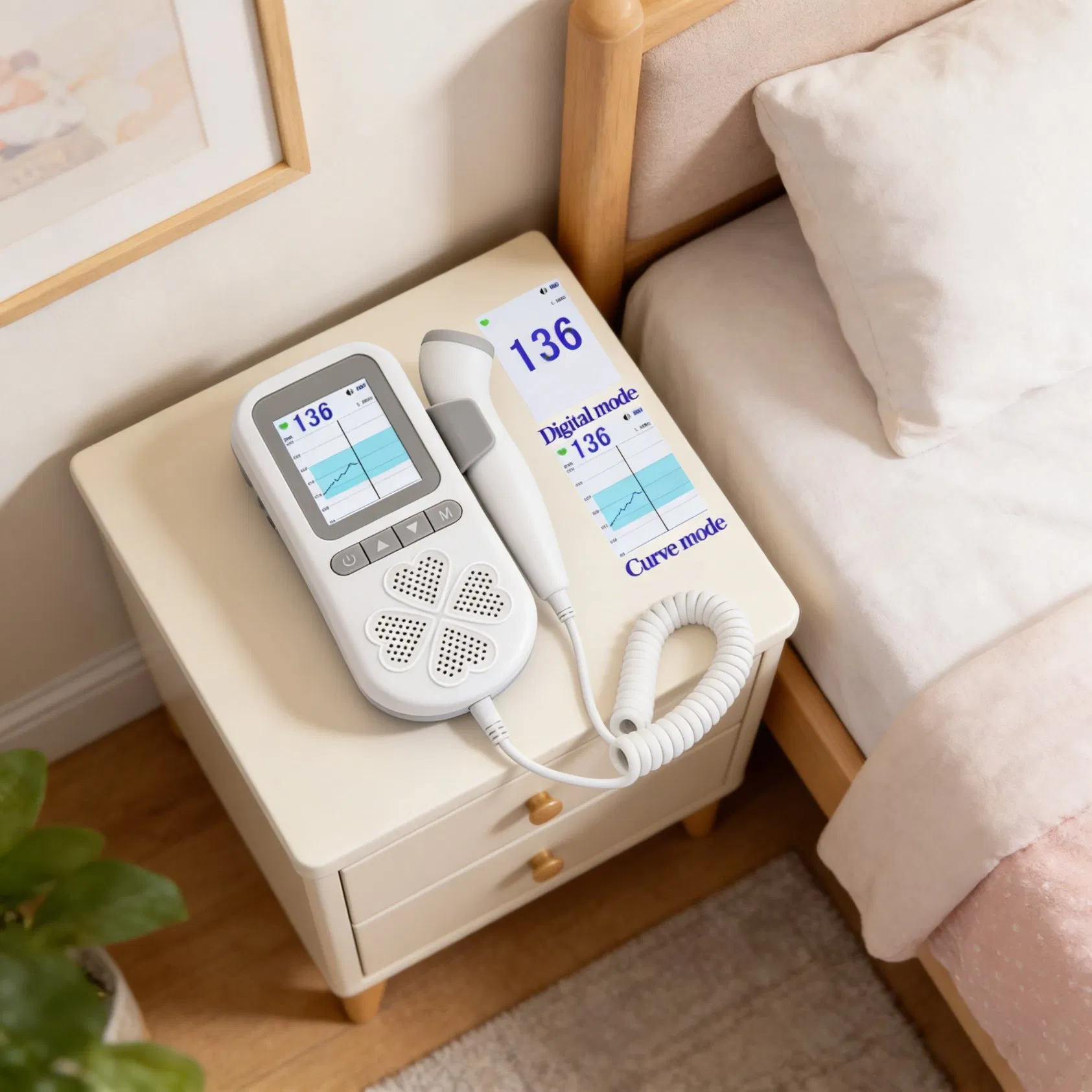 Doppler Ultrasound Fetal Heart Rate Monitor &amp; Patient Monitor Portable Patient Monitor for Prenatal Care