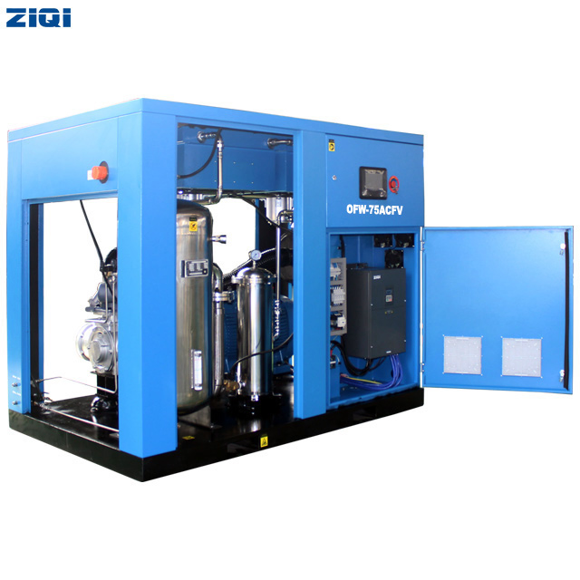 Air Cooling Medical 75 Kilowatt 100 Horsepower Rotary Screw Air Compressor