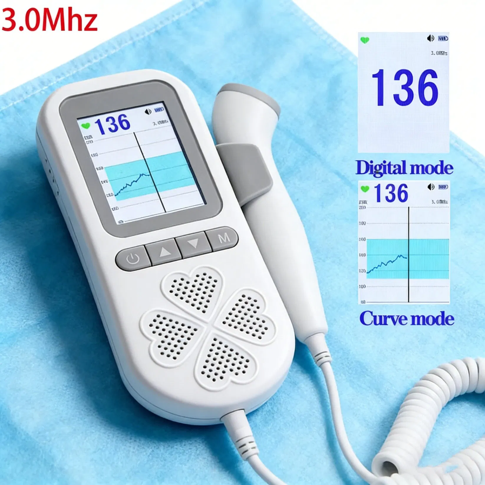 Doppler Ultrasound Fetal Heart Rate Monitor &amp; Patient Monitor Portable Patient Monitor for Prenatal Care