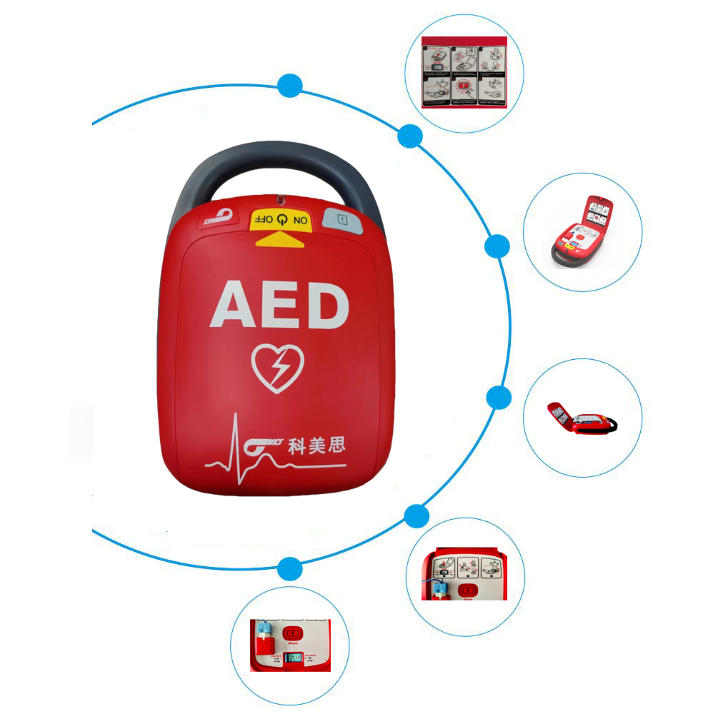 Automatic External Defibrillator (AED Defibrillator) with High Capacity Battery, Preinstalled Pads