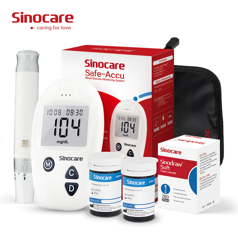Medidor de glucosa Sinocare para uso doméstico, glucómetro automático, tipo inteligente, medidor de glucosa en sangre