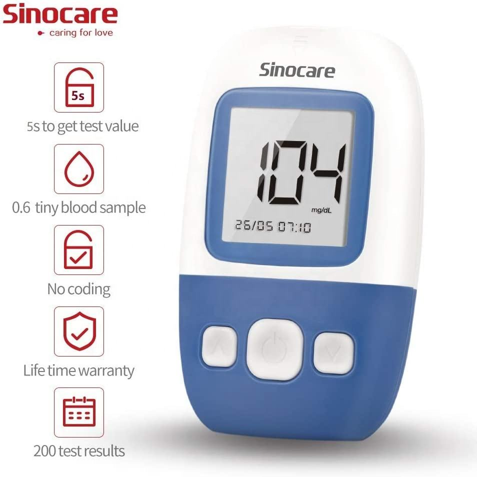 Kit de prueba de azúcar en sangre Sinocare, medidor de glucosa en sangre