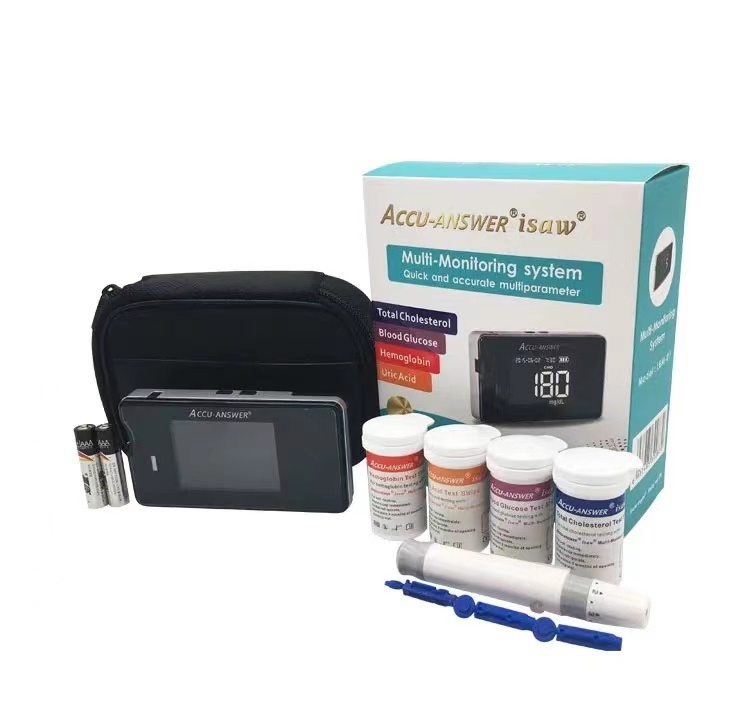 Medidor de Glucosa de Alta Calidad Anemia 4 en 1 Kit de Prueba Colesterol Ácido Úrico Hemoglobina Medidor de Glucosa en Sangre