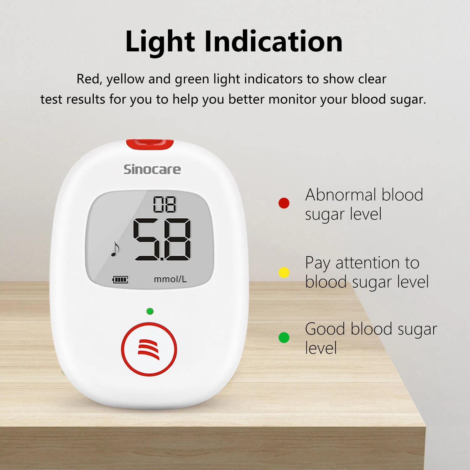 Medidor de diabetes Sinocare con monitor de glucosa por voz, tiras de prueba de glucosa, medidor de glucosa, tiras de prueba de glucosa en sangre