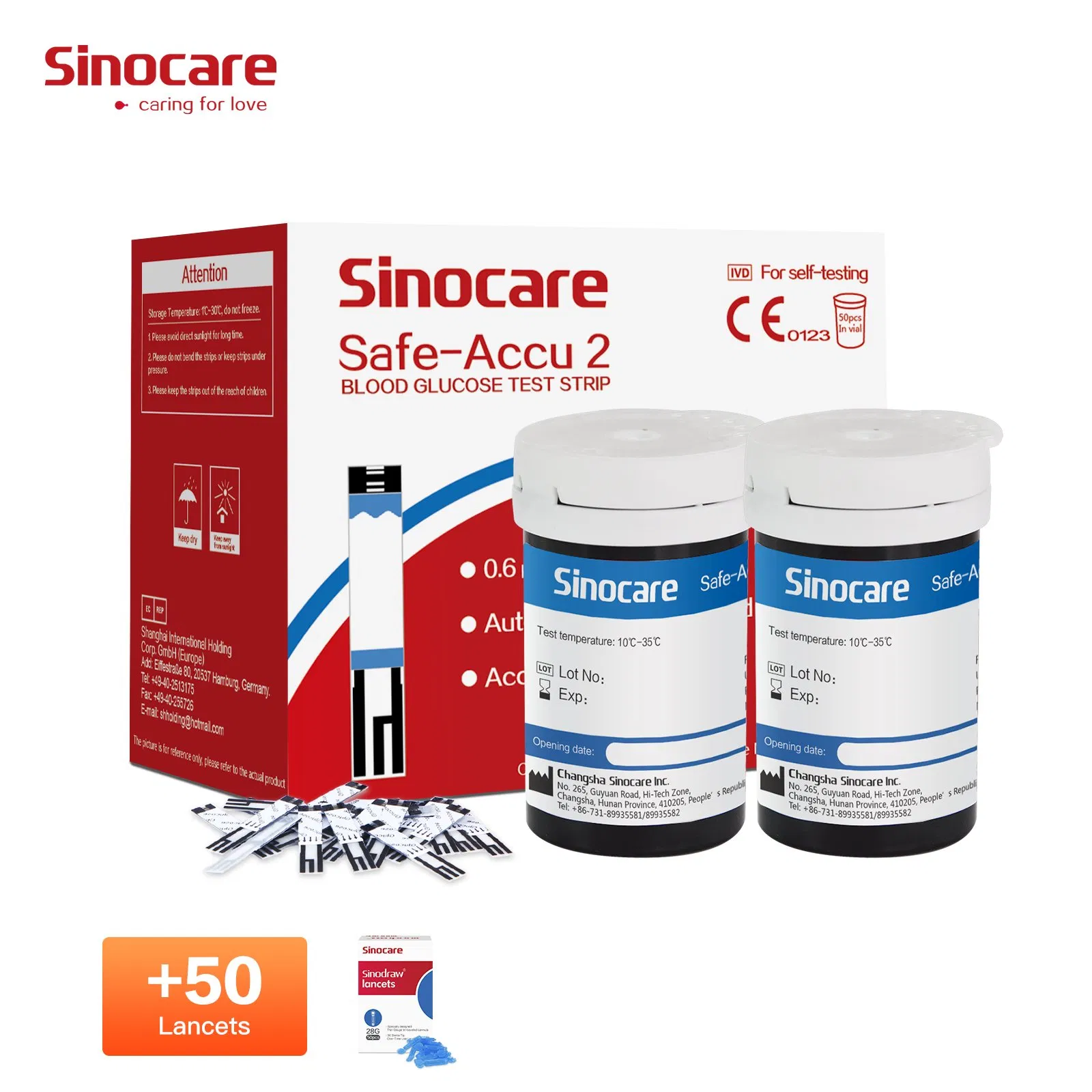 Tiras de prueba diabéticas Sinocare, medidor portátil Contour, sensor de cetonas, monitor de glucosa en sangre
