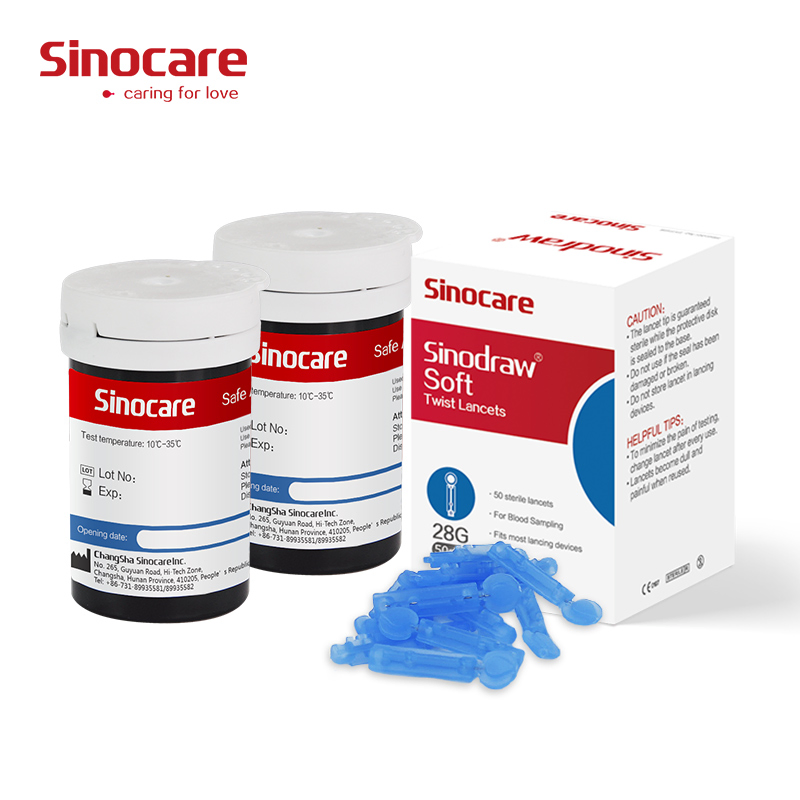 Tiras de prueba de glucosa Sinocare Safe Aq Smart con lanceta medidor de glucosa diabético