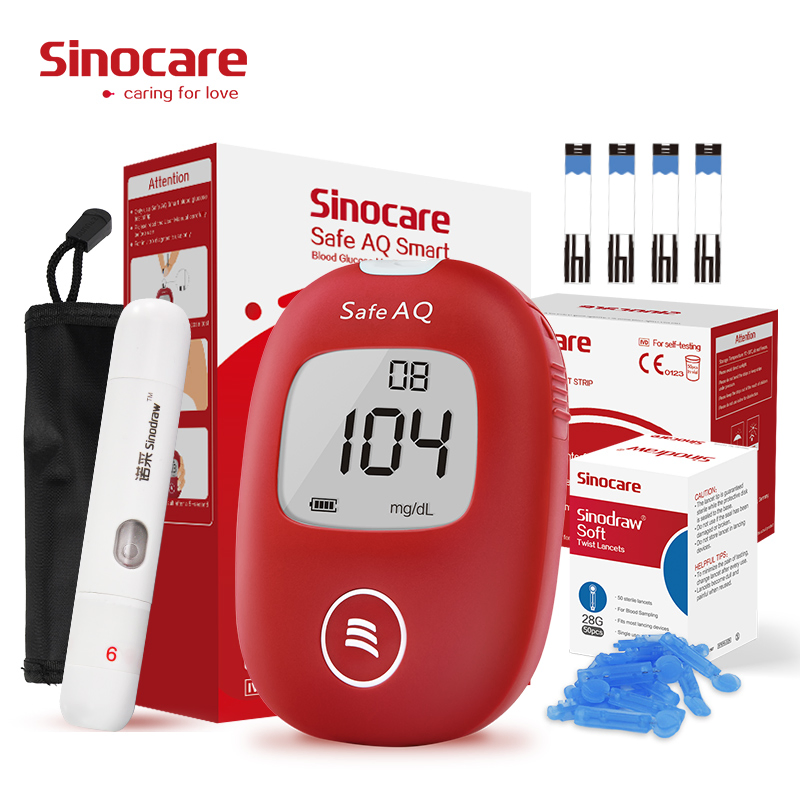 Medidor de glucosa Sinocare de alta precisión con pantalla LCD, máquina inteligente para medir la glucosa, monitor inalámbrico de azúcar en sangre