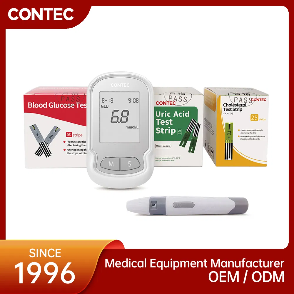 Contec Cms30c Medidor Multifuncional de Glucosa, Ácido Úrico y Colesterol
