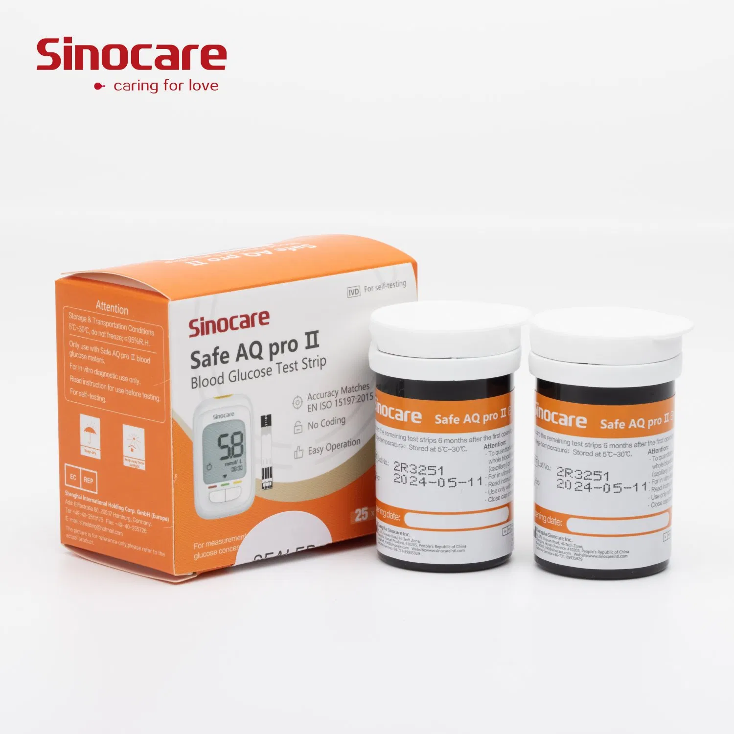 Medidor de glucosa en sangre Sinocare, monitor médico electrónico inalámbrico para el hogar, medidor de azúcar en sangre sin código, medidor de glucosa digital inteligente automático