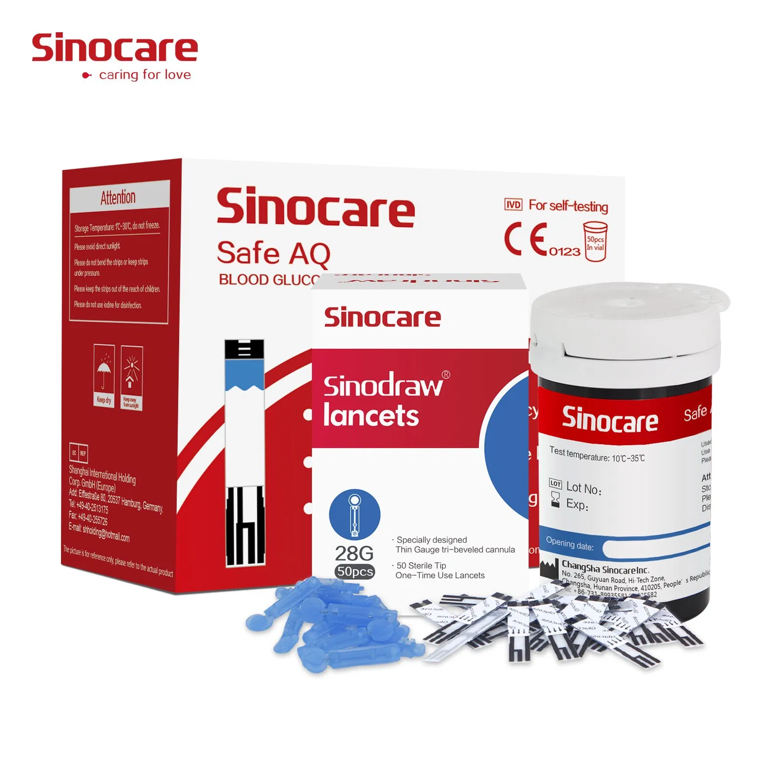 Medidor de glucosa Sinocare Medidor de glucosa multifuncional Tiras de prueba para diabéticos Medidor de glucosa Monitoreo