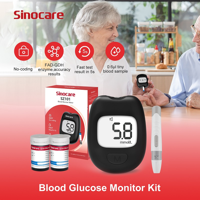 Dispositivo médico doméstico medidor de glucosa en sangre Sinocare glucometro con tiras reactivas de Sinocare