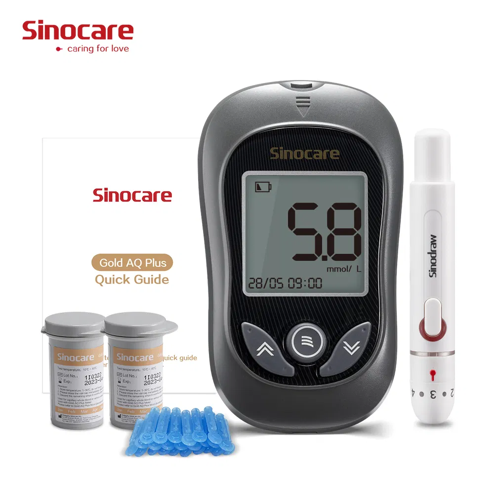 Sinocare Mejor Calidad Portátil Inalámbrico No Invasivo Gold Aq Plus Performa Glucómetro