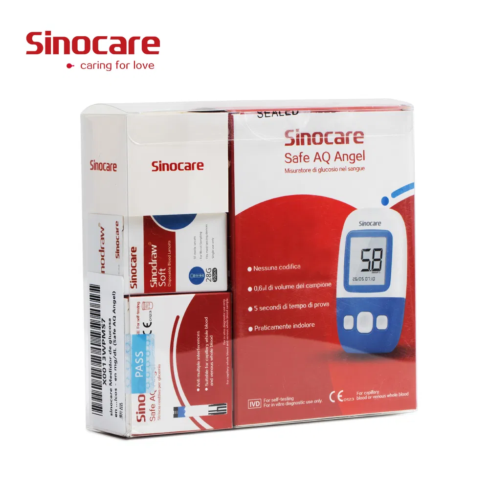 Kit de medidor de glucosa en sangre Sinocare, tiras de prueba, agujas, lancetas, sistema de monitoreo médico para diabetes
