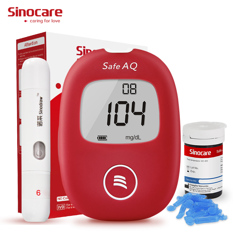 Medidor de glucosa en sangre Sinocare, medidor digital médico de diabetes, tiras para medidor de glucosa en sangre