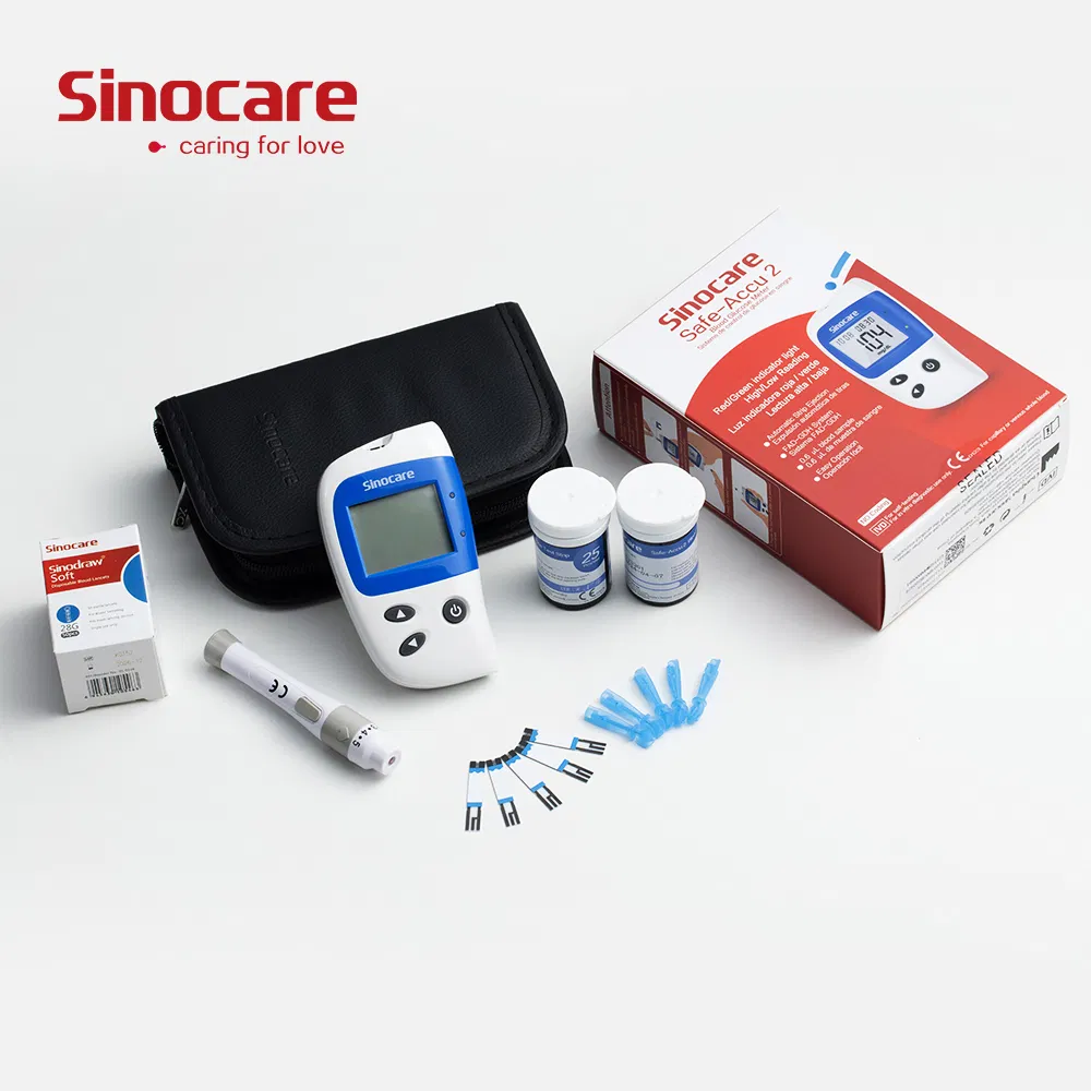 Monitor de glucosa en sangre inalámbrico Sinocare para el hogar, precisión, glucómetro digital, dispositivos de prueba de azúcar en sangre no invasivos