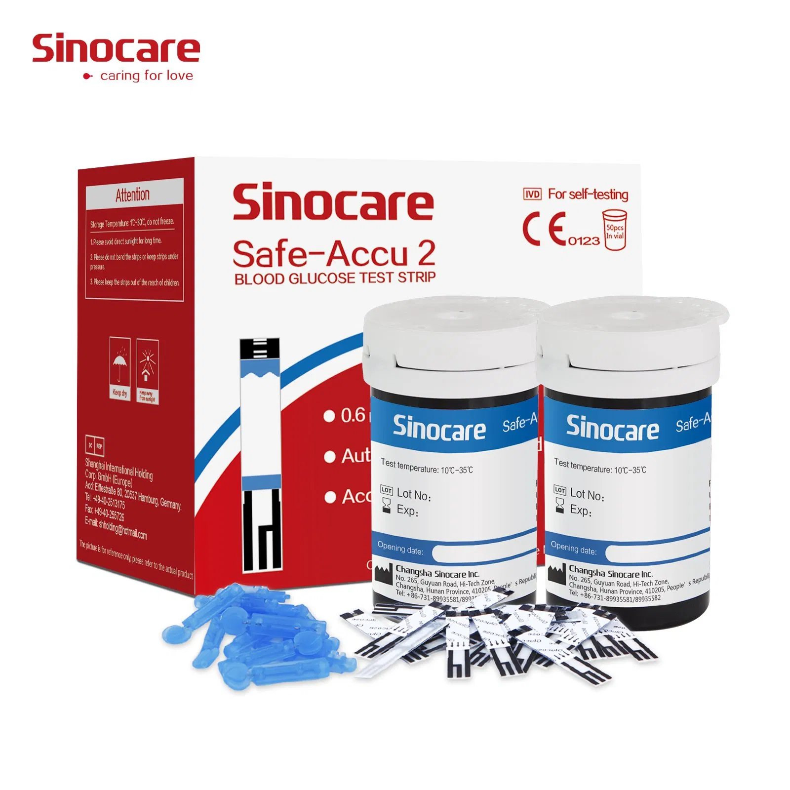 Sistema de monitoreo de glucosa en sangre Sinocare con tiras reactivas para uso en casa y hospital