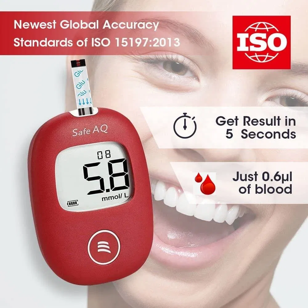 Tiras de prueba de glucosa en sangre para diabetes, medidor de glucosa en sangre seguro
