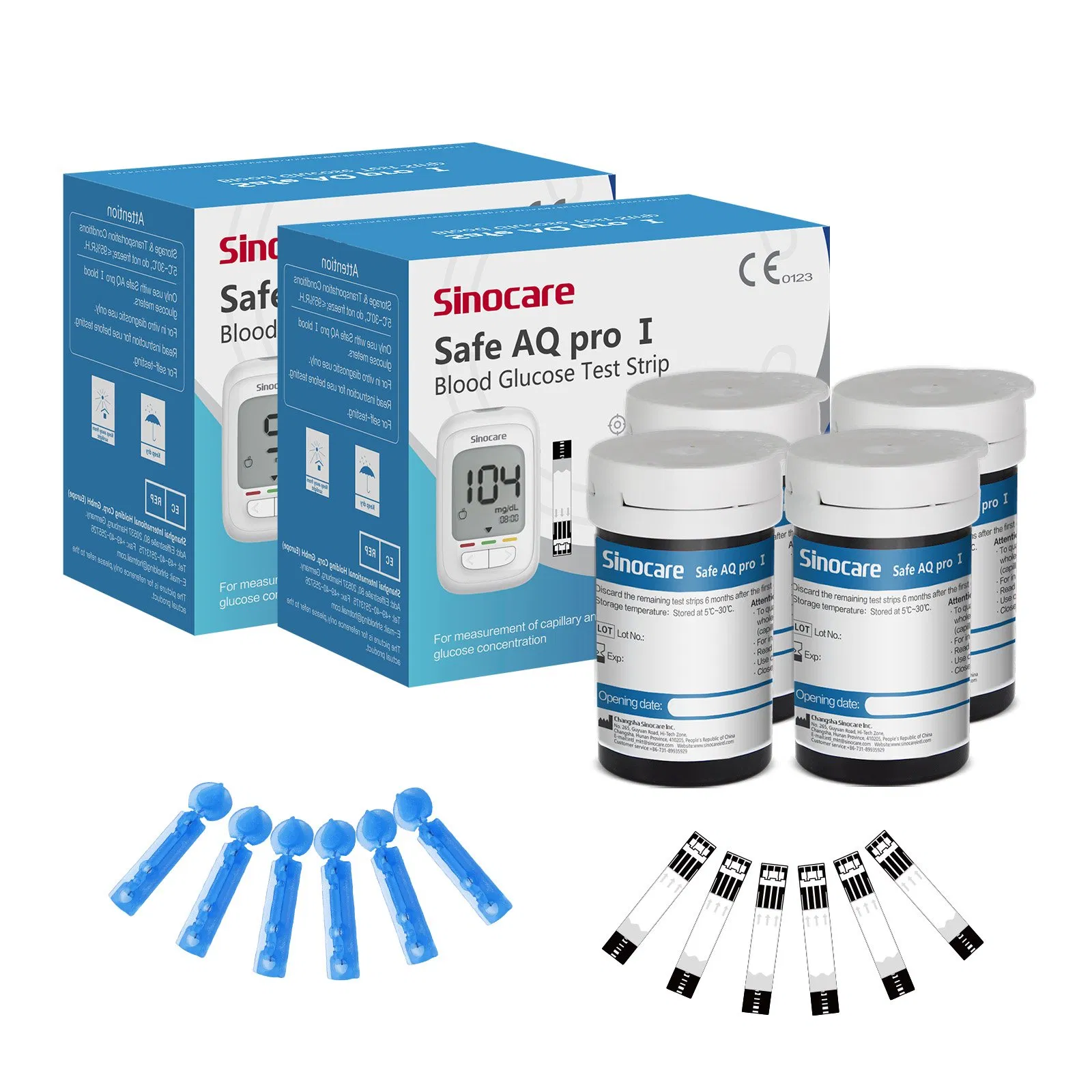 Medidor de glucosa Sinocare con código, medidor de glucosa en sangre con tiras de prueba, mini digital, medidor de prueba dinámica Accu, monitor de glucosa en sangre, no invasivo
